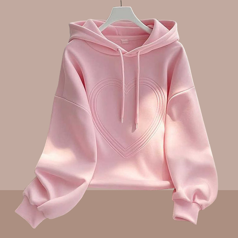 Korean Pink Hooded Sweatshirt Spring & Fall Women's 2025 New Hot Style Fashionable Design Niche Women's Tops Korean Pink Hooded Sweatshirt Spring & Fall Women's 2025 New Hot Style Fashionable Design Niche Women's Tops