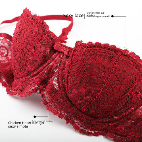 Sexy French lace bralette underwear, ultra-thin, comfortable and breathable girl student small breast push-up bra