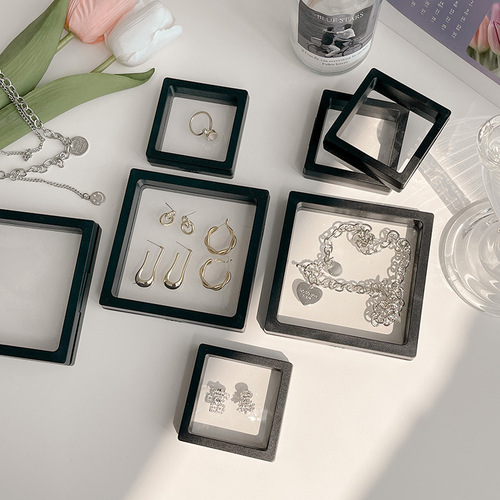 Fashion transparent film box earrings bracelet jewelry storage box portable anti-oxidation PE film ear clip necklace gift box