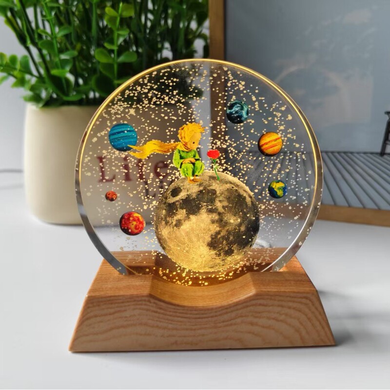 星空宇宙銀河 3D 立体レーザーカラー印刷内彫刻クリスタルボール発光ナイトライト装飾品|undefined