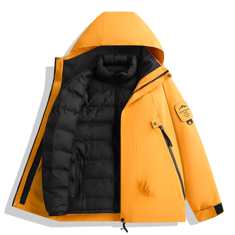 Autumn and winter warm thickened cotton jacket for women, three-in-one detachable cotton clothing for sports, outdoor skiing, and men's cotton jacket