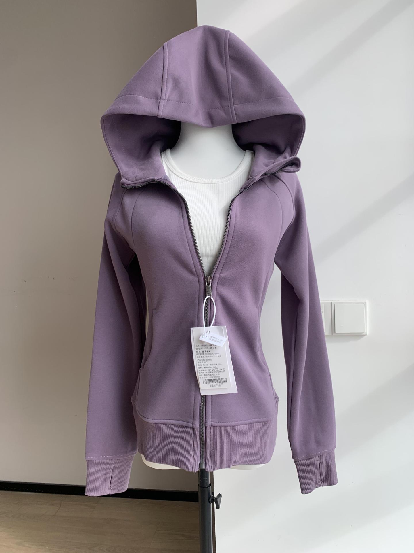 LULU fend スリムフィットスウェットシャツ レディース カジュアル ラフ フード付き ヨガジャケット 春用 裏起毛 保温トップス scuba