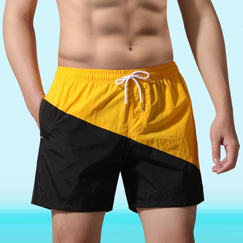 Cross-border New Men's Beach Pants Summer Ice Silk Shorts Sports Quick-drying Pants Casual Outer-wear Color-matching Swimming Trunks