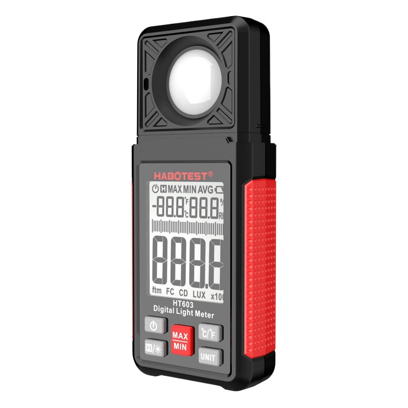 HABOTEST Factory Store HT603 Цифровой люксметр, фотометрический измерительный прибор для измерения температуры и влажности, измеритель яркости