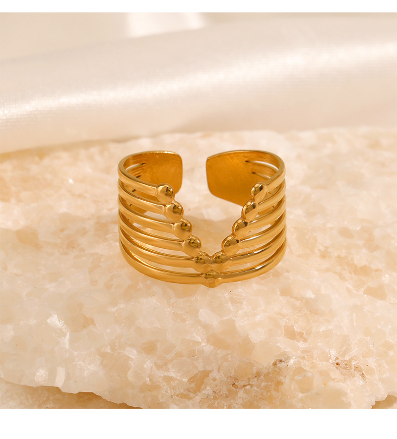 V Shape Pattern Women'S Gender PVD Coated 18K Gold Plated V Shape 304 Stainless Steel IG Style Waterproof Non Tarnish Open Ring