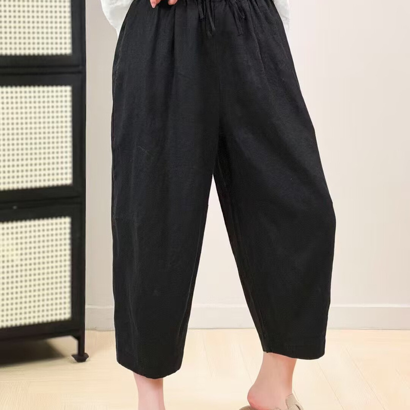 Linen Casual Pants Summer New Slimming Capri Pants Women's Artistic Solid Color Straight Pants Harlan Pants 25071 Linen Casual Pants Summer New Slimming Capri Pants Women's Artistic Solid Color Straight Pants Harlan Pants 25071