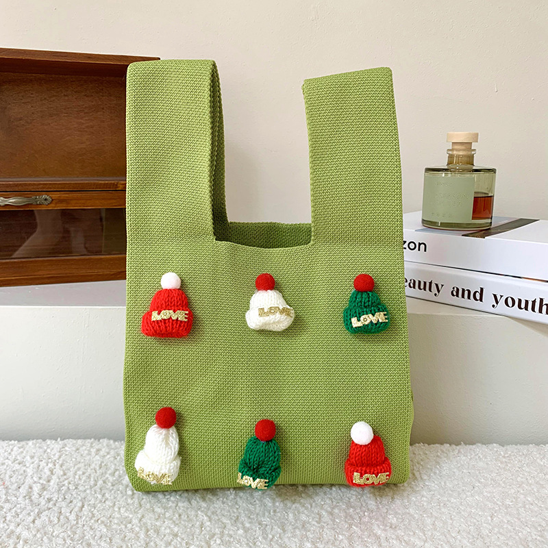 Bolsa de mochila para mujeres versátil 2025 nuevo bolso de regalo de navidad sombrero tridimensional nicho bolso de hombro de punto