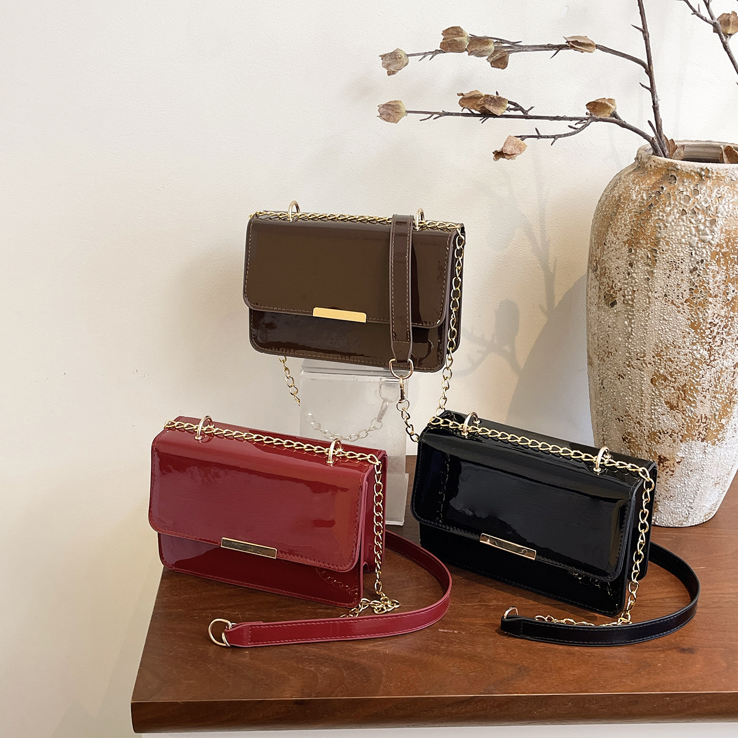Casual de color sólido de gran capacidad 2026 hermoso estilo de primavera de moda retro cadena debajo de la axila bolso de hombro