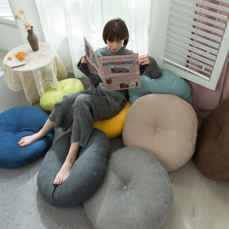 Simple Japanese Style Futon Thickened Cushion Round Cotton and Linen Cushion Tatami Cushion Home Balcony Bay Window Cushion Simple Japanese Style Futon Thickened Cushion Round Cotton and Linen Cushion Tatami Cushion Home Balcony Bay Window Cushion