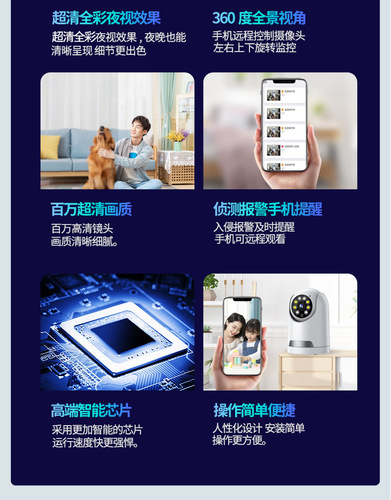 4G panoramic 360-degree surveillance camera, indoor home use, phone remote high-definition night vision monitor, no network remote