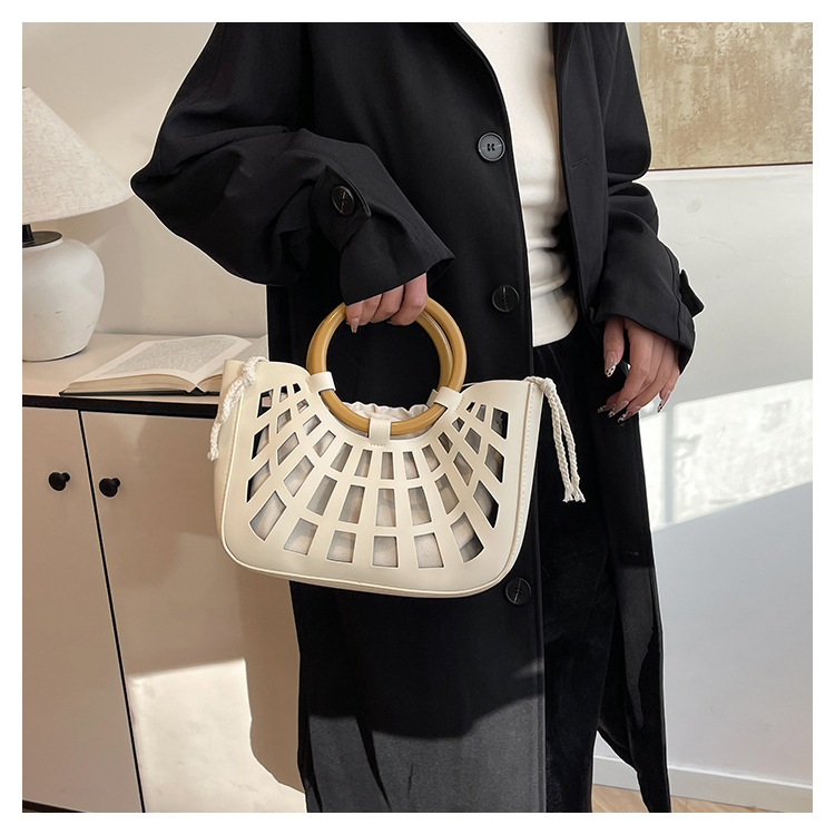967g Weight Hollow Fashion Element String Closure Type Double Handle Strap Type Handbag Bags Type Casual, Daily, Shopping Occasion Pu Leather Material Solid Color Pattern All Seasons Season Women's Gender Classic Style Style Square Shape Women's Pu Leather Solid Color Classic Style Hollow Square String Handbag 2