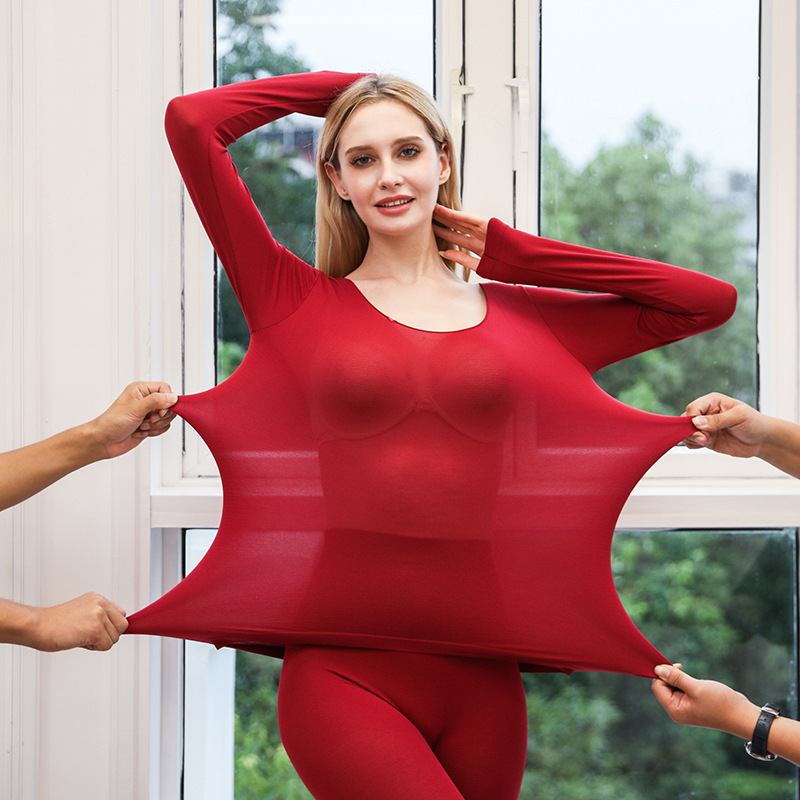 Cross-Border 37-Degree High-Elastic Women's Seamless Thermal Underwear Set, Self-Heating Sexy Lingerie, Constant Temperature Autumn Clothes and Pants Factory Cross-Border 37-Degree High-Elastic Women's Seamless Thermal Underwear Set, Self-Heating Sexy Lingerie, Constant Temperature Autumn Clothes and Pants Factory