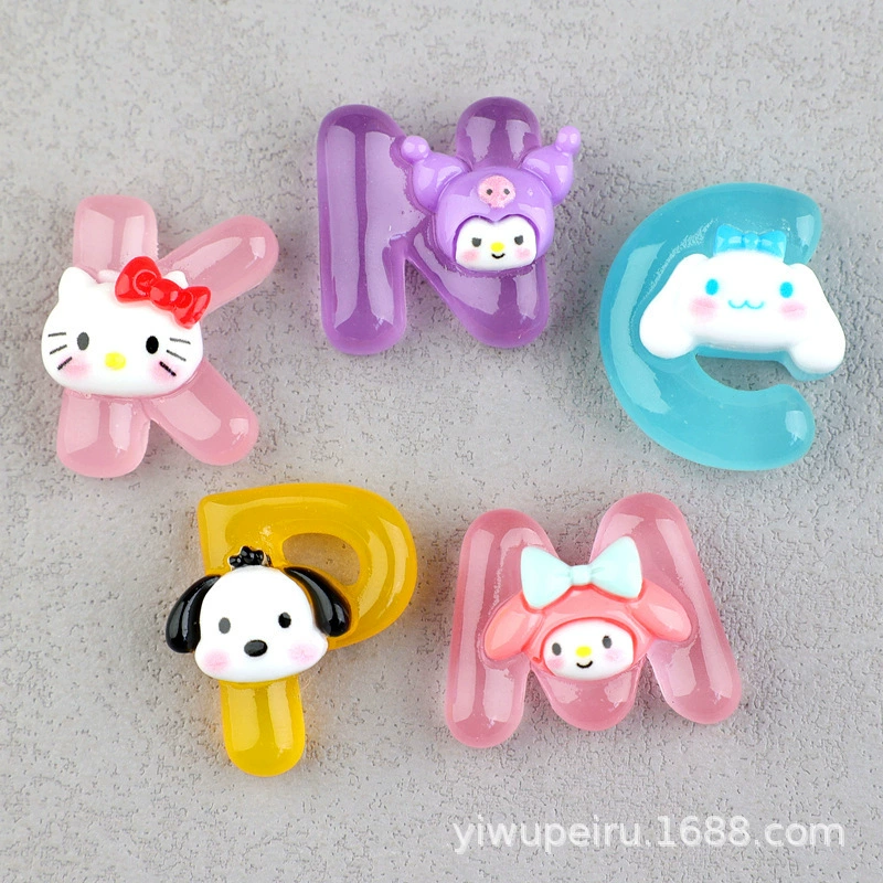  Glow-in-the-dark Sanrio letters cream glue decoration DIY clogs чехол для телефона смола аксессуары домашние материалы оптом