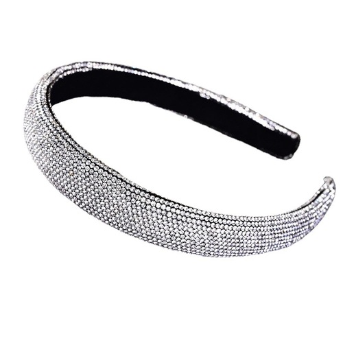 New glitter silver black rainbow leopard bling hair hoop diamond hoop contracted gemstones glitter stage performance dance hair accessories for women girls  wholesale