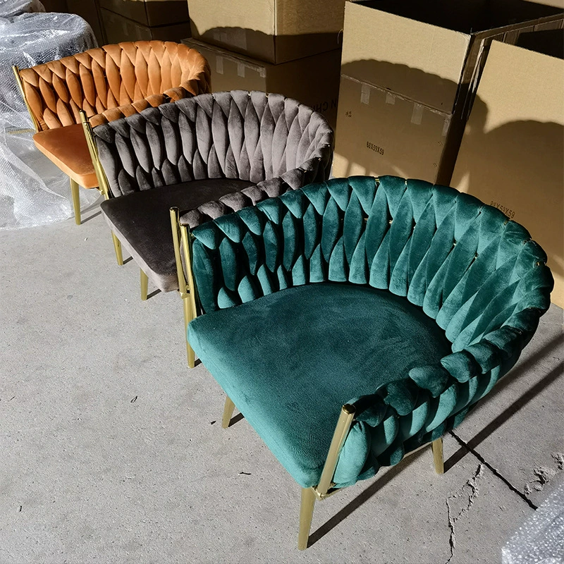 Nordic Light Роскошный домашний обеденный стул Повседневный дизайнерский Одноместный стул Современный простой тканый стул Популярный в Интернете стул со спинкой INS