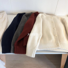 棒球服单排扣开衫女 25秋冬简约好穿气开衫纯色百搭圆领针织上衣