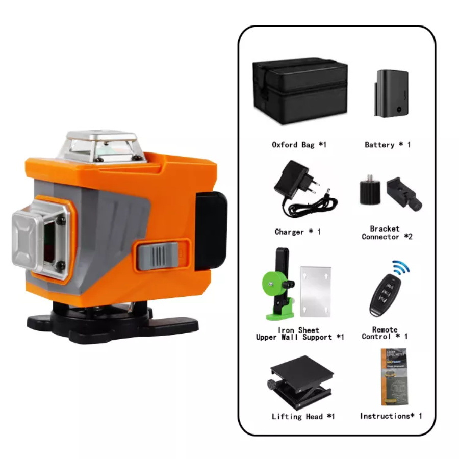 激光水平仪绿光16线4D360° 可打斜线 水平/垂直高精度高亮贴墙仪