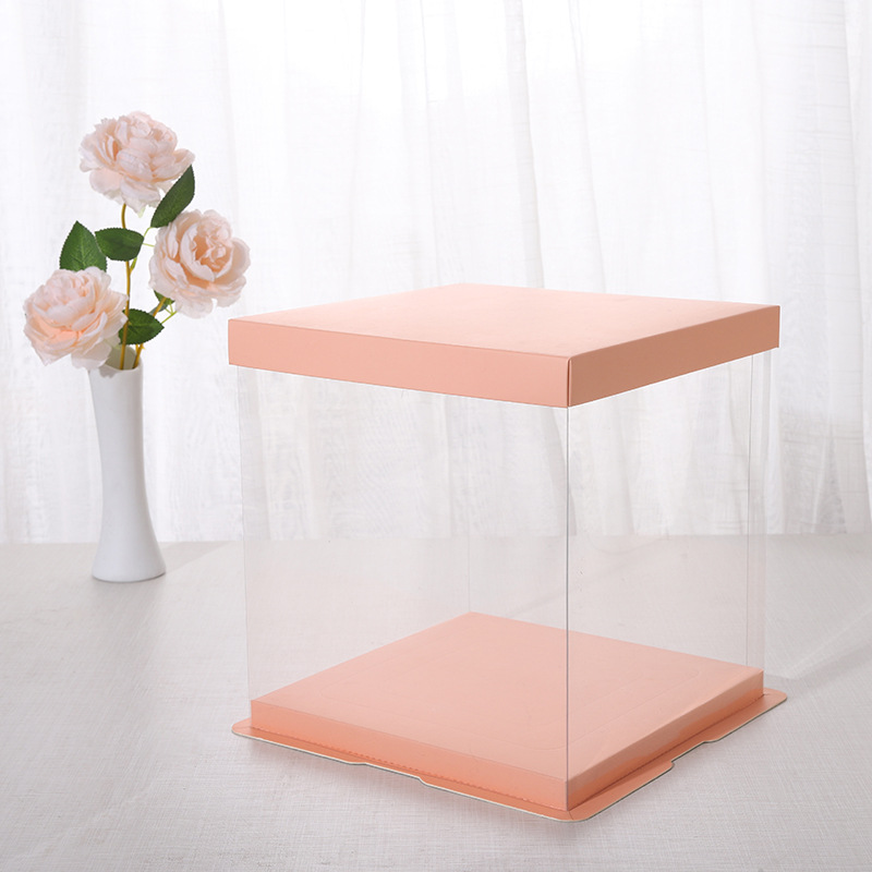 Caja de pastel transparente 4 pulgadas 6 pulgadas 8 pulgadas 10 pulgadas 12 pulgadas sola doble capa mayor cumpleaños hornear embalaje caja de pastel al por mayor