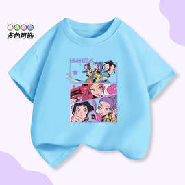 欧美跨境Kpop Dream Hunters猎魔女团周边印花T恤短袖儿童韩风ins