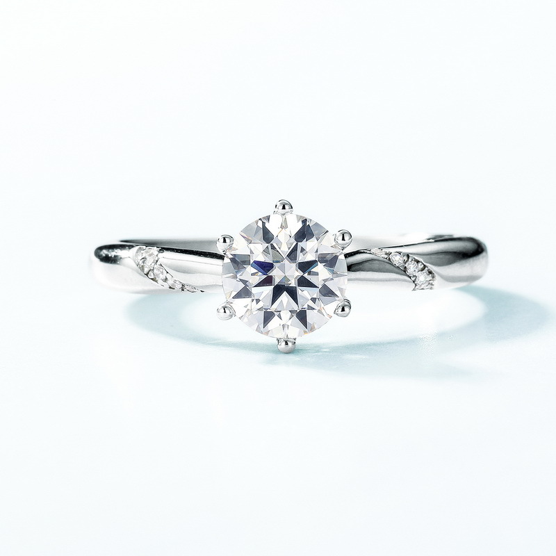 Especial transfronterizo para brazos girados clásicos con incrustaciones de un quilate anillo de moissanita S925 plata esterlina propuesta de matrimonio pareja anillo de diamantes