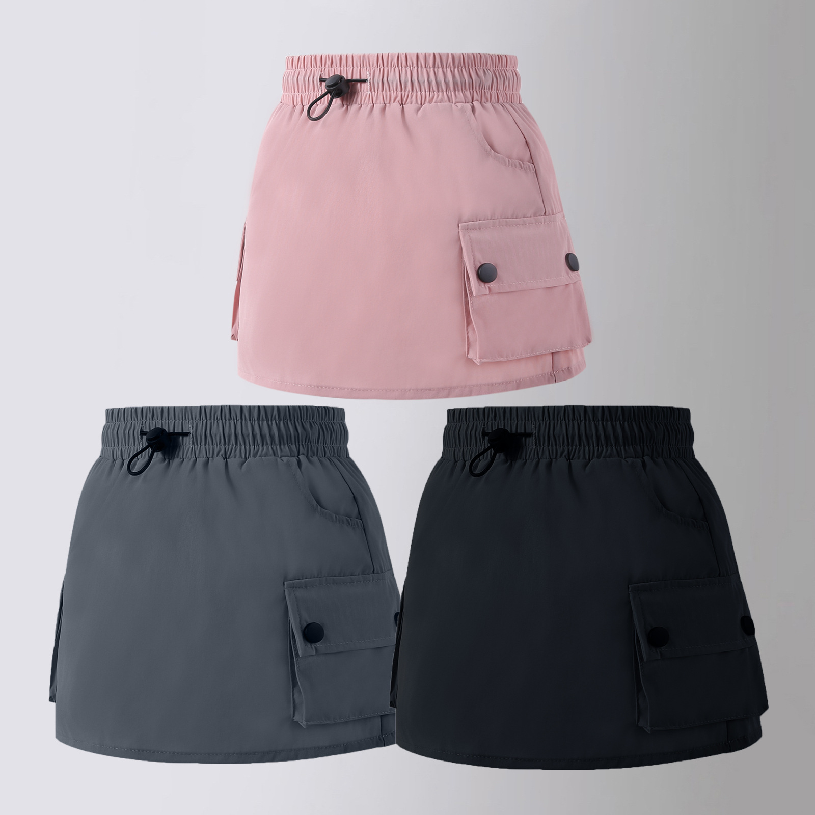 女童半身裙2024春季新款兒童洋氣休閒工裝短裙女寶寶時髦裙子春裝