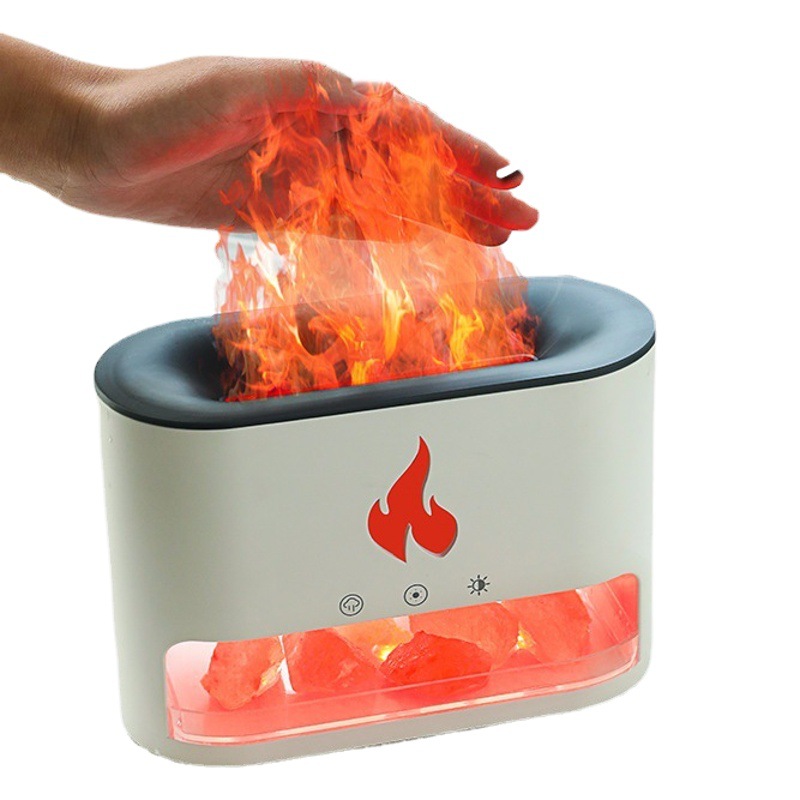 Lámpara de colores sal piedra aromaterapia máquina colorida atmósfera lámpara llama humidificador simulación llama humidificador hogar aceite esencial