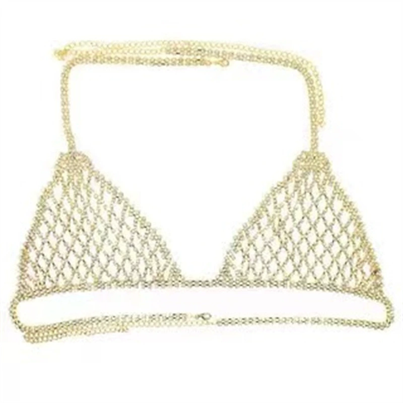 : цепь из страз Body Chain для груди и бёдер, набор цепочек — золотой/серебряный, модный ночной аксессуар