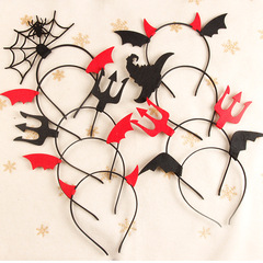 Cross-border hot sale new Halloween felt cloth headband bat wings witch hat spider web harpoon hair accessories wholesale