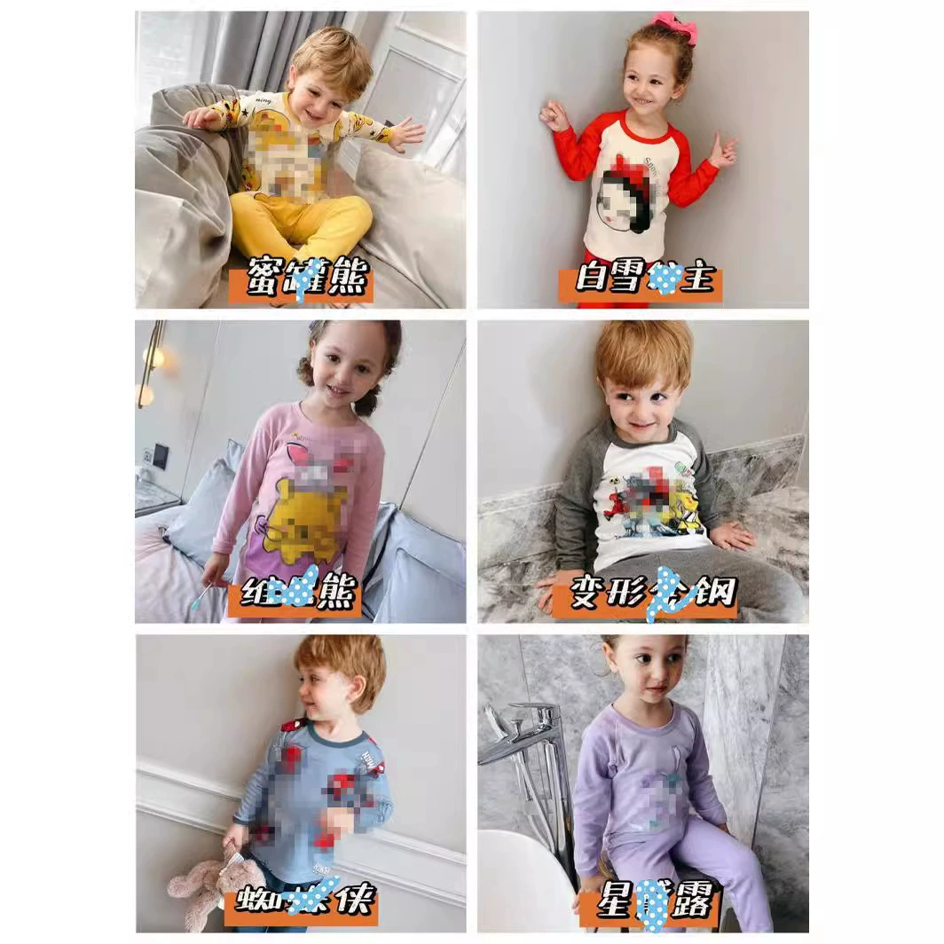 Children's Cotton Thermal Pajama Set, Unisex Autumn Sleepwear, Split‑Type Warm, 100–150 cm