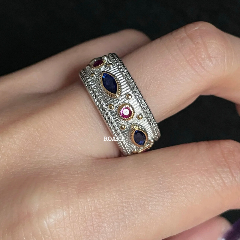 中古vintage宫廷风金色贝母浮雕戒指轻奢复古高级感开口设计指环|undefined