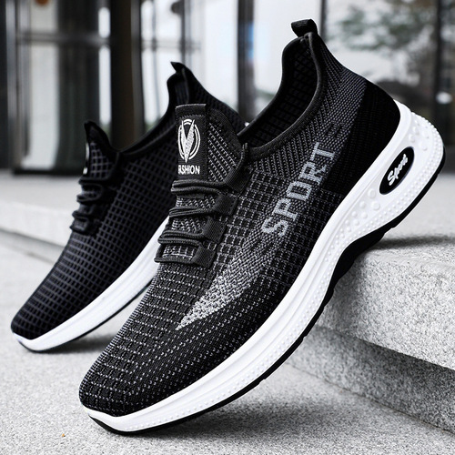 Comfortable Running Shoes for Couples, Autumn Flying Mesh, Soft Sole, Thick Heel Shoes