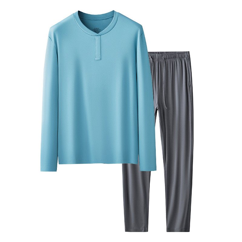 Traje de pijama de hombre modal de doble cara austriaco nuevo transfronterizo, pantalones de manga larga de color sólido, servicio a domicilio
