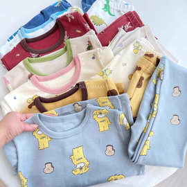 2022秋冬男女童卡通内衣家居服儿童秋衣秋裤套装长袖德绒加厚保暖