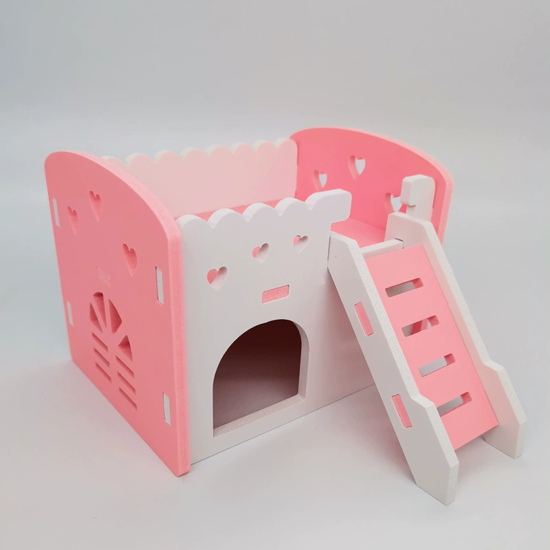 Оптовая продажа хомяков гнездо для сна цвет маленький дом деревянное гнездо двойное бунгало Вилла балкон принадлежности для хомяков