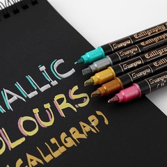 Wide Acceptance GN6552 Dual-Head Metal Markers, Broad Head 3mm, 24-Color Set, Hand Drawing Doodle Coloring Highlighters