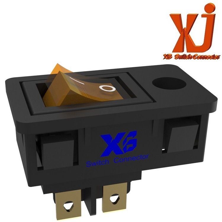 4脚船型开关+DC插座 批发DC母座组合翘板开关 批发船型开关大电流