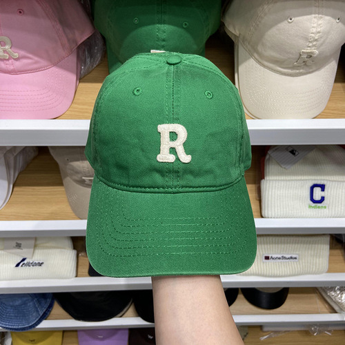 H57 Korean Letter R Baseball Cap for Men, Women, and Children - Autumn/Winter Simple and Fashionable Duckbill Hat with Japanese Style Soft Peak Sports Cap