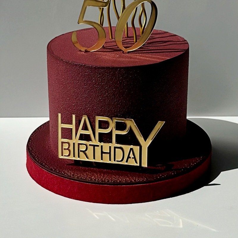 版权跨境ins风方形生日快乐亚克力侧面蛋糕装饰多色蛋糕装饰插件|undefined