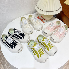 Open Mouth Laugh Children Canvas Shoes 2023 Autumn New Girls' Big Head Shoes Rotating Button Shoes Boys' Board Shoes Children's Shoes