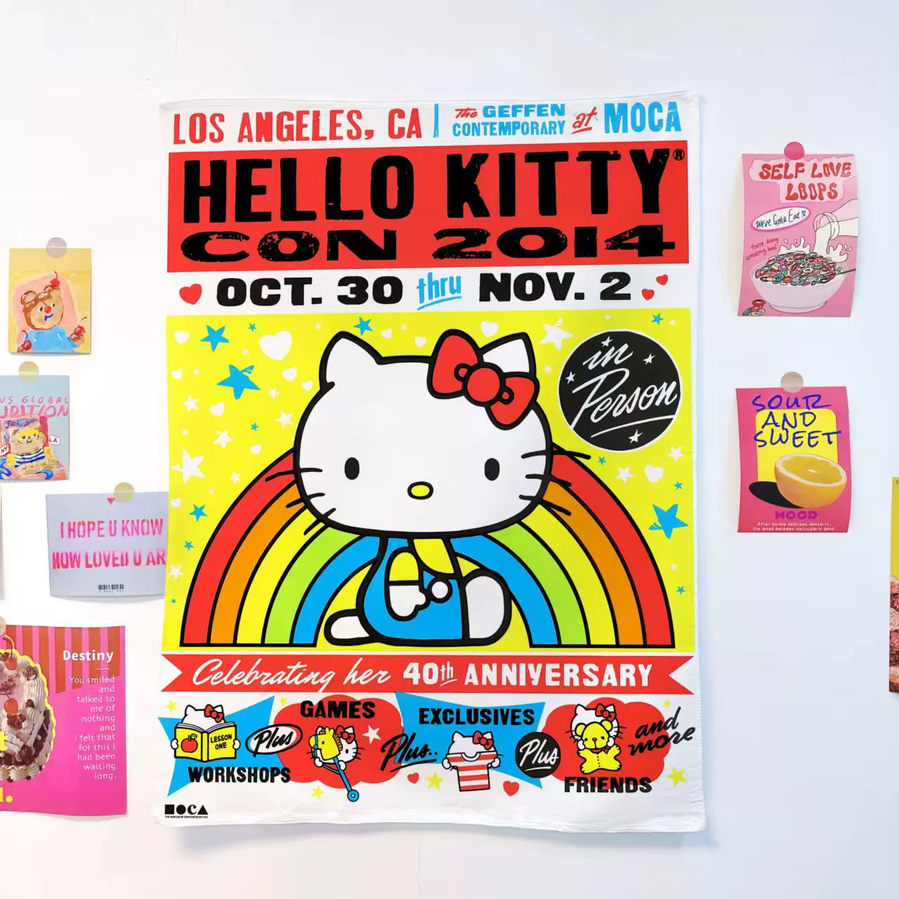 Настенный гобелен (Hello Kitty) — декоративный постер/козырёк для кроватки, размеры 35 см–3 м