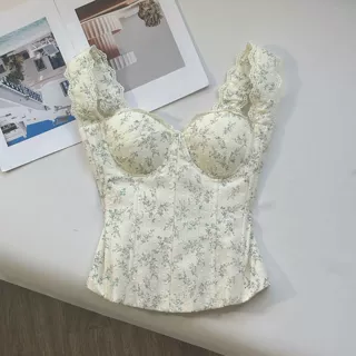 碎花蕾丝吊带背心女夏季修身无袖外穿短款上衣