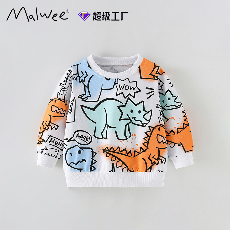 Cross-border malwee chaqueta de niño otoño y invierno nuevo estilo europeo y americano de niños de cuello redondo de manga larga guapo imprimido chaqueta casual