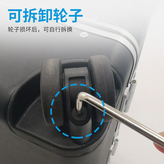 Convenient Wide Trolley Case Simple Blue 20-inch Business Boarding Travel Luggage Men's and Women's Universal Wheel Suitcase