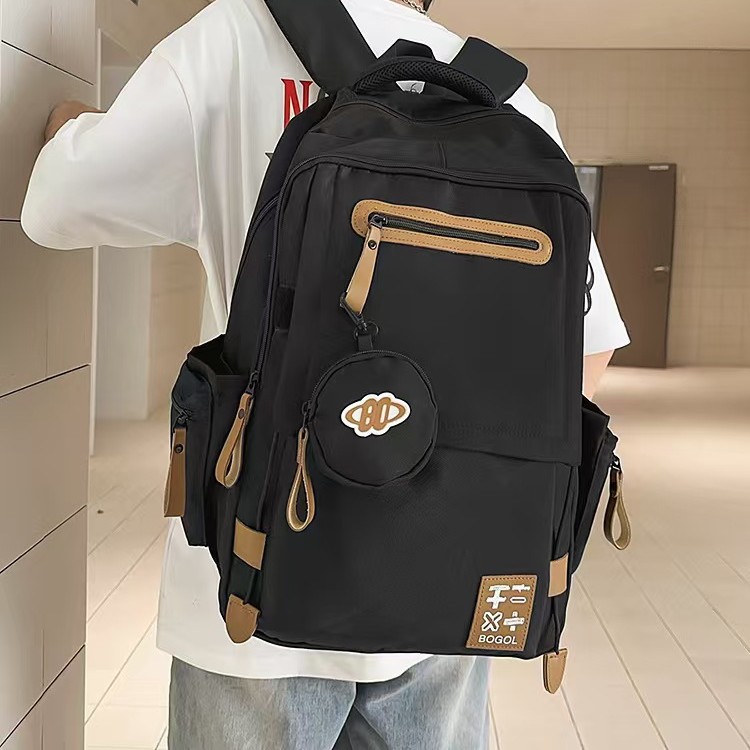 New Casual Fashion Trendy Versatile Simple Korean Style Large Capacity Backpack Stylish Lettered Commuter Bag Backpack