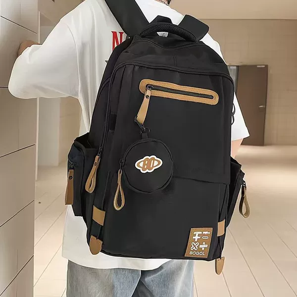 New Casual Fashion Trendy Versatile Simple Korean Style Large Capacity Backpack Stylish Lettered Commuter Bag Backpack