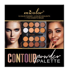 国境を越えて輸出される人気モデル【MICOLOR】ブラシ付き16穴コンタリングパレット、コンシーラー、肌色を明るくするビューティーメイクアップ