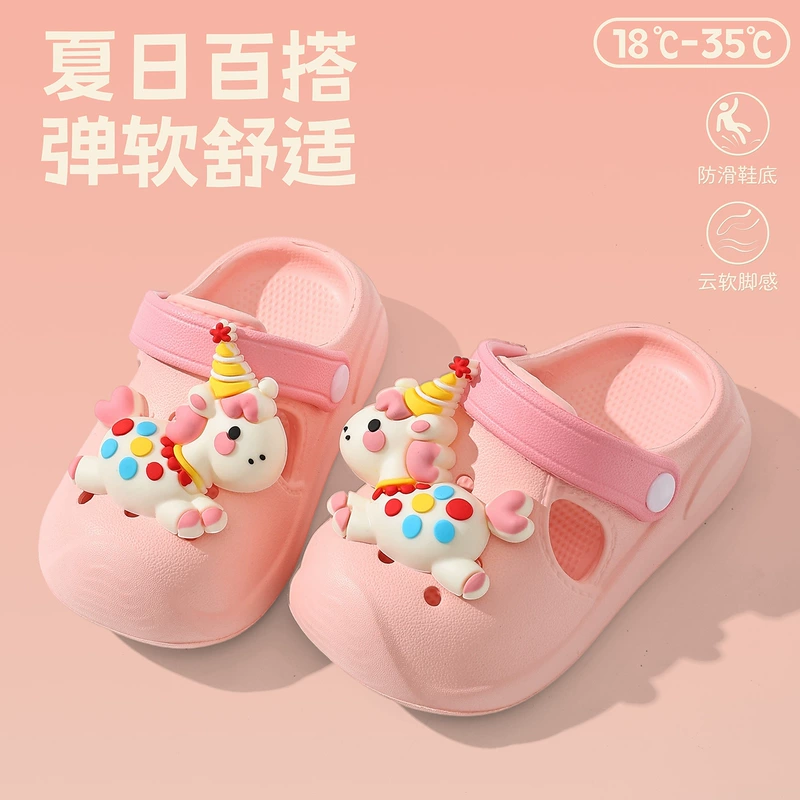 Детские летние нескользящие тапочки в стиле Crocs мультяшная милая пляжная пони для младенца мягкая подошва подходят для носки на улице DIY