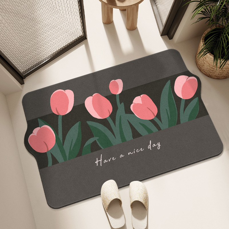 Ins Style Bathroom Non-Slip Floor Mat Absorbent Entrance Mat Door Entrance Carpet Toilet Diatom Mud Absorbent Mat for Hair
