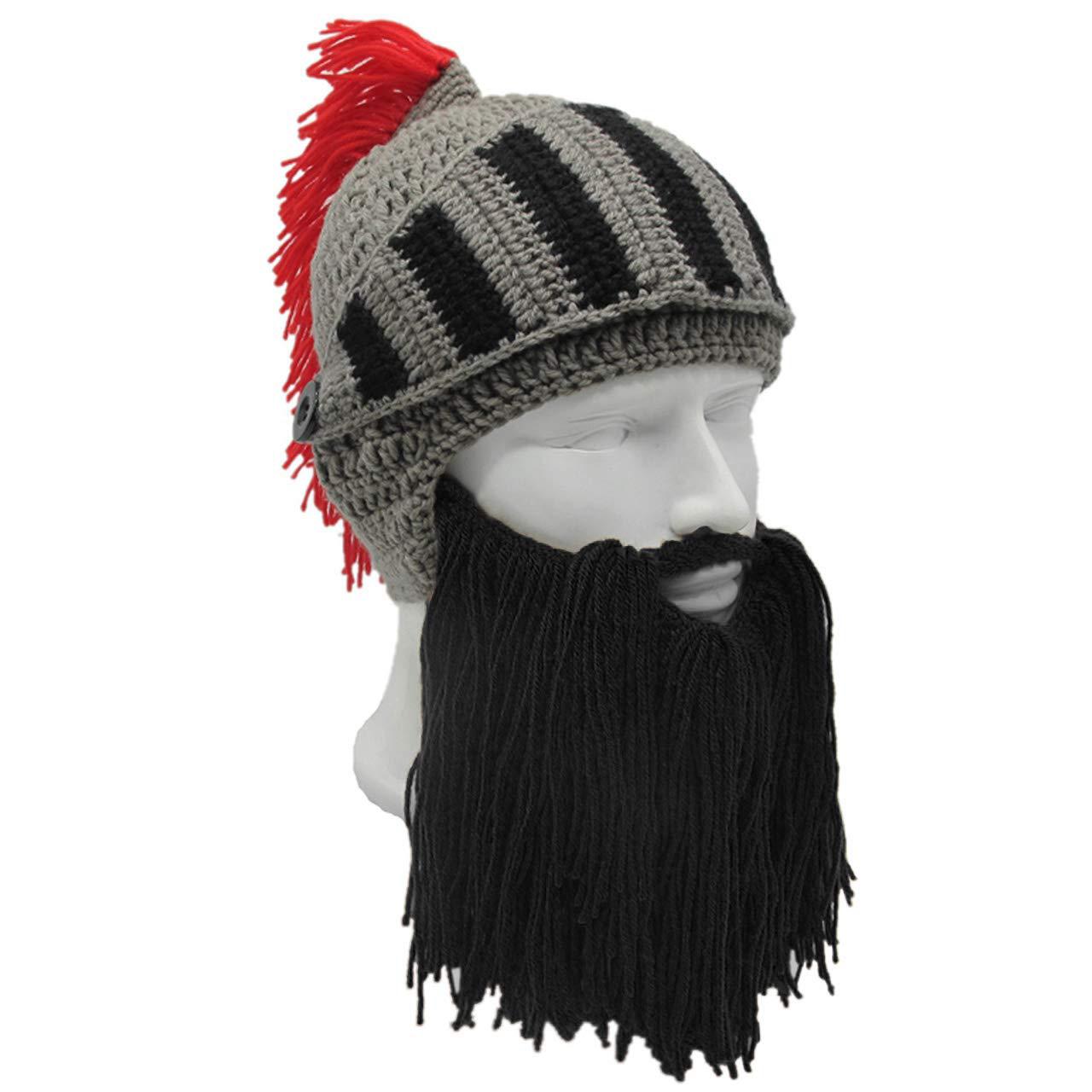 Cross-border wig beard hat creative funny knitted hat handmade winter Roman hat Knight hat helmet hat