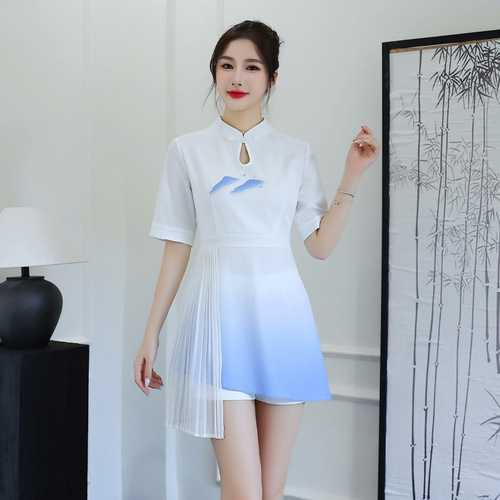  new summer pedicure technician work clothes women's quality foot bath health spa club culottes temperament suit